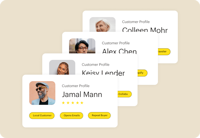 Image showing floating Abstract User Interface of various customer profiles, demonstrating how users can identify patterns among valuable contacts.